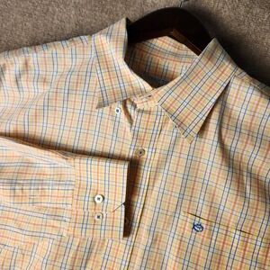 Southern Tide Mens Long Sleeve Plaid Button Down Shirt Orange Blue Size XL